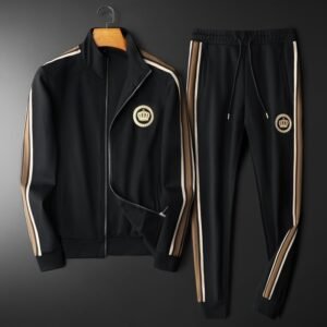 Men's Embroidery Stitching Two-piece Set