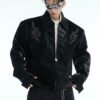 Snake Skin Stitching Leather Coat